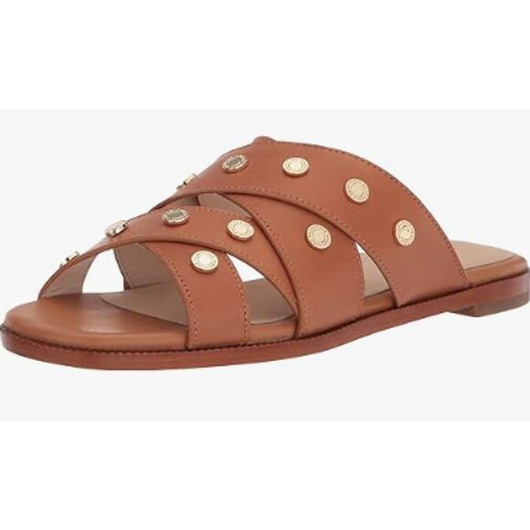 Cole Haan Grand Series 8.5 C Womens Tan Leather Winona Stud Slide Cross Sandals - Picture 1 of 11